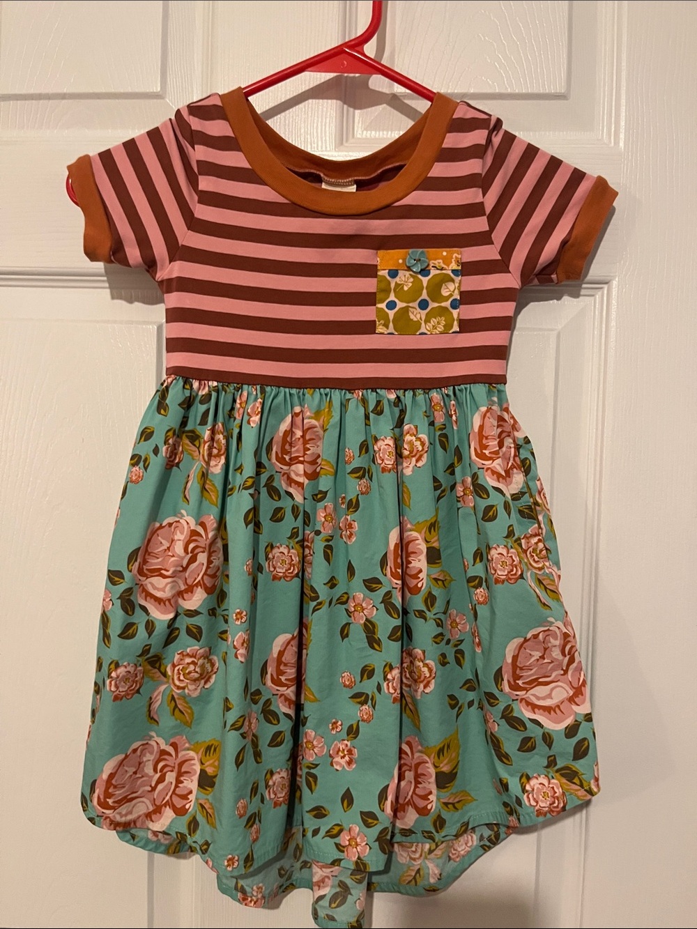 Wildflowers Pink & Aqua Floral Striped Dress
